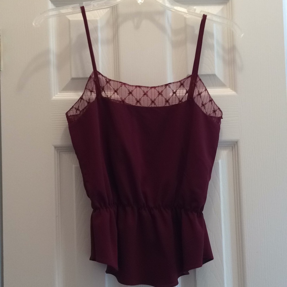 OLD NAVY lace pearl beaded spaghetti strap camisole burgundy